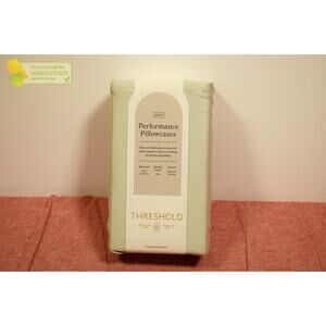 Threshold King Solid Performance 400 Thread Count Pillowcase Set Silver Green